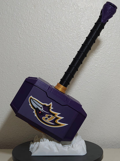 Custom 3D Printed Sports Thor Hammer - Team Logo Edition