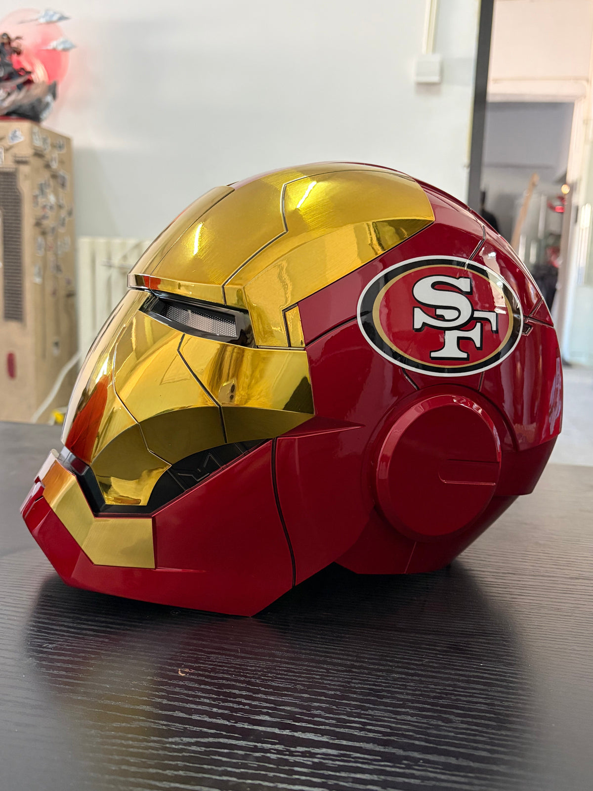 The Voice Activated Iron Man MK5 Helmet Painted in NFL Teams' Colorways